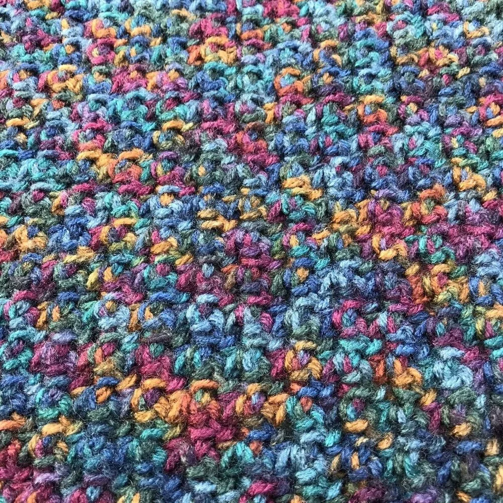 New Handmade Crochet Blanket 32x32 Lap Car Couch Dog Pet Afghan McM OOAK Rainbow